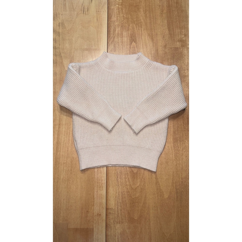 Fashion Kids Cream Ribbed Mock Neck Long Sleeve Sweater Toddler‎ Child